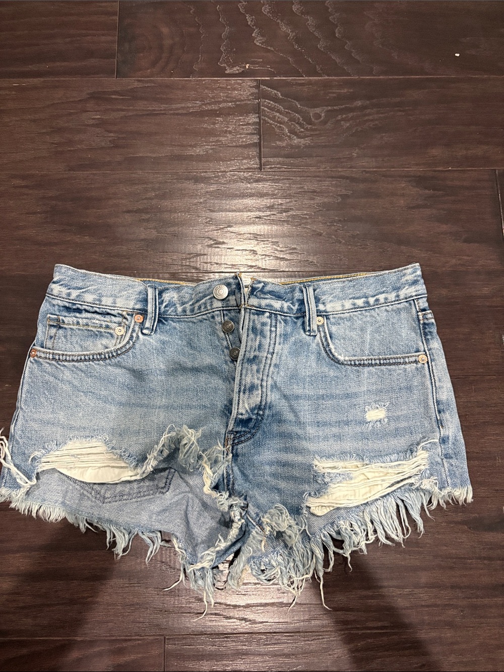 Free People Light Blue Distressed Women’s Denim Shorts